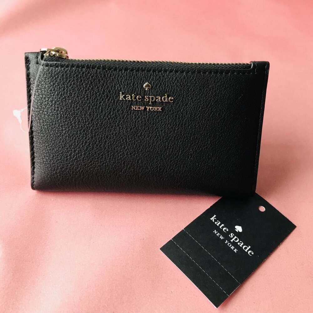 Kate Spade New York Jackson Small Slim Bifold Wallet Black  NWT